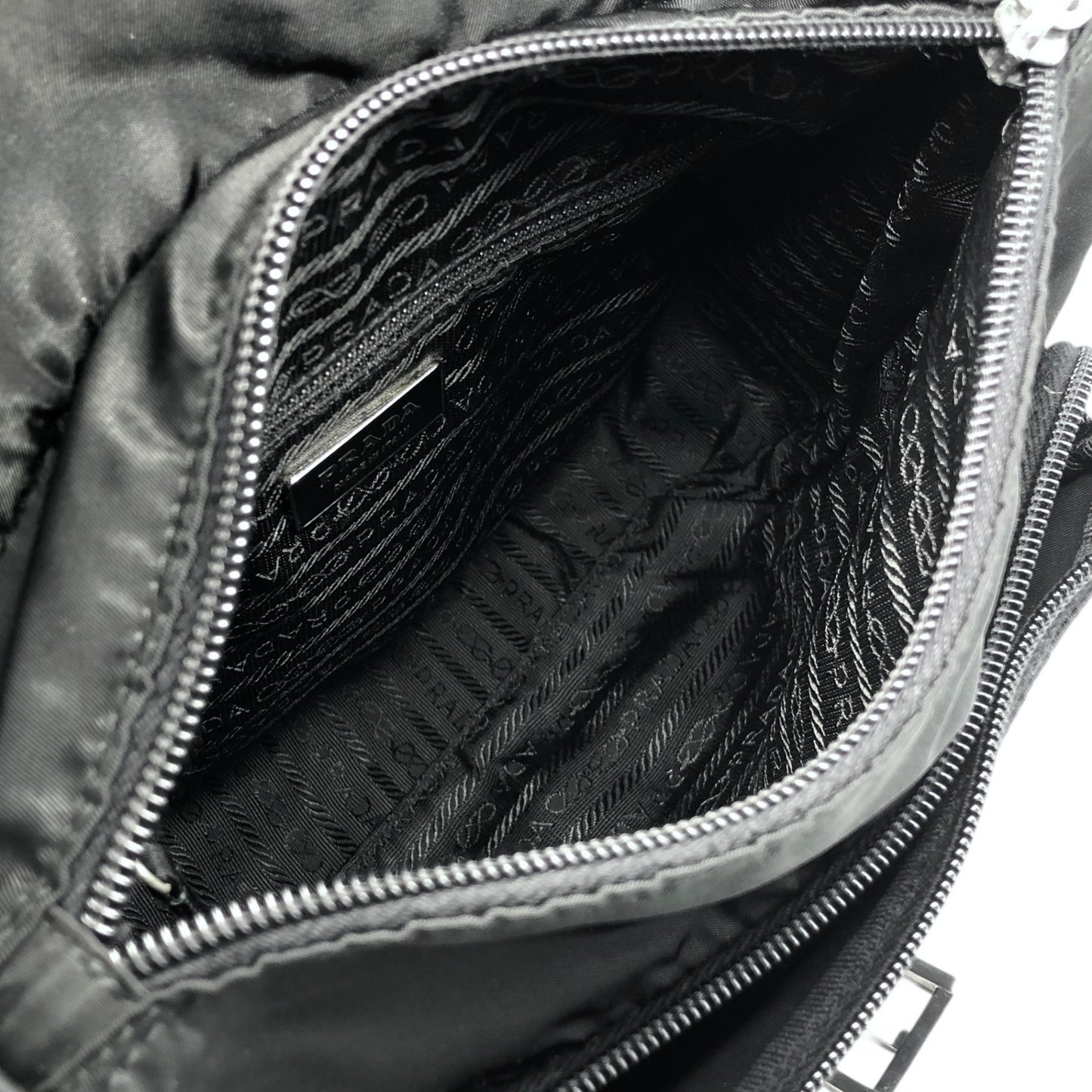 PRADA Triangle Logo Front Buckle Shoulder bag Black Vintage bshy4h
