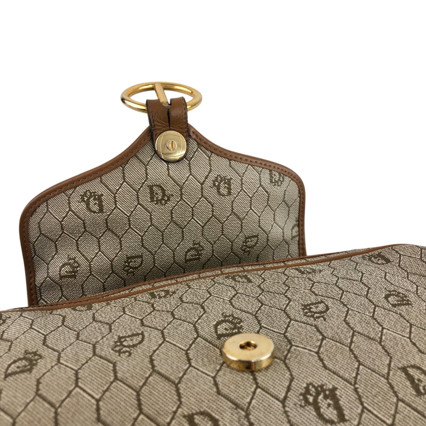 Christian Dior Honeycomb Pattern Shoulder bag Beige Vintage x5m4cu