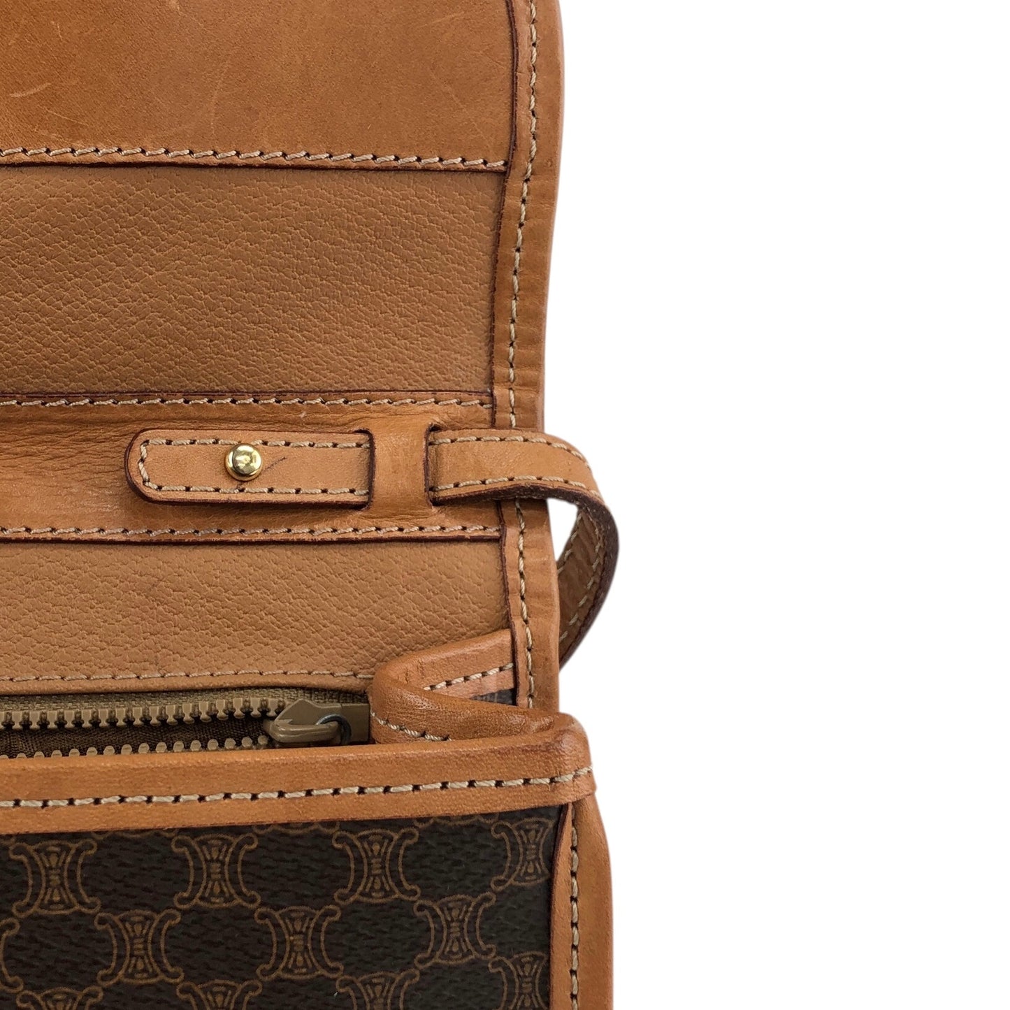 CELINE Macadam Blason Shoulder bag Brown Vintage tfmjuy