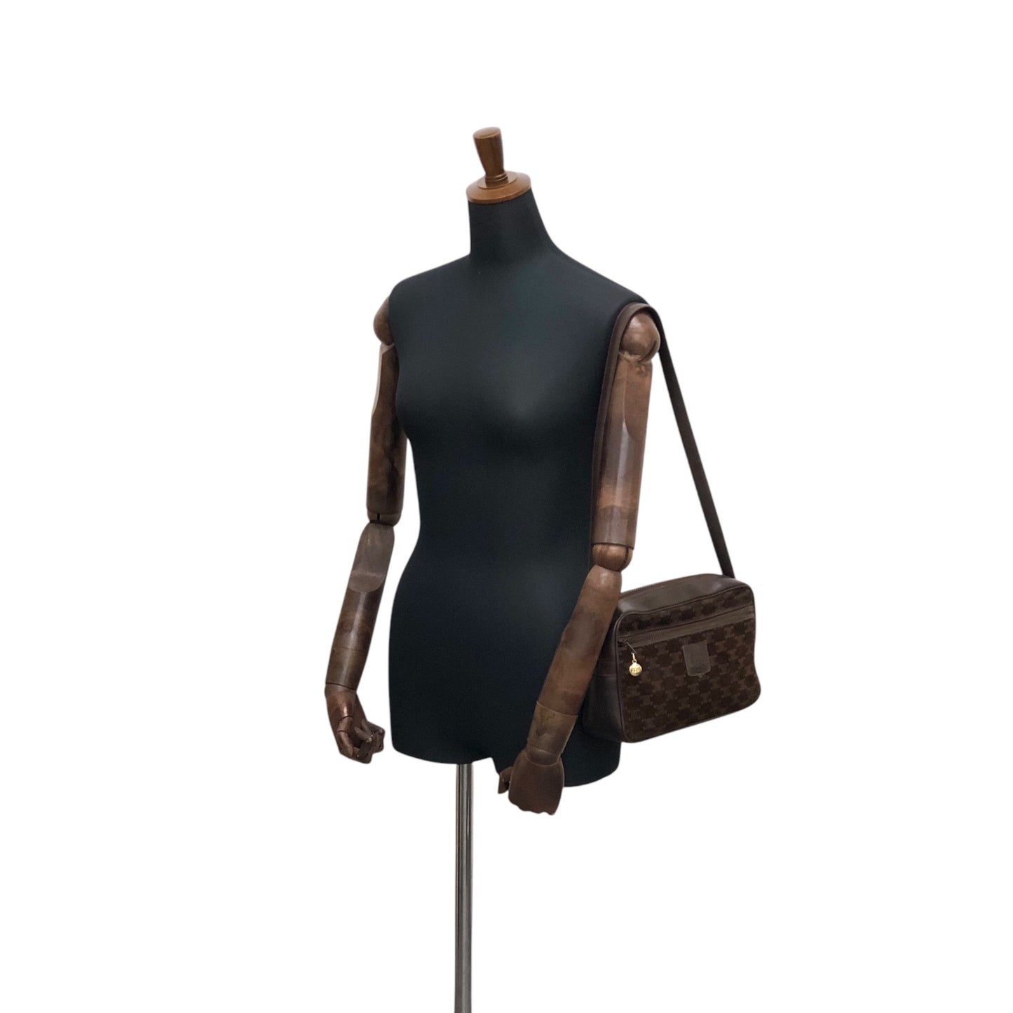 CELINE Blason Shoulder bag Brown Vintage sckbvj