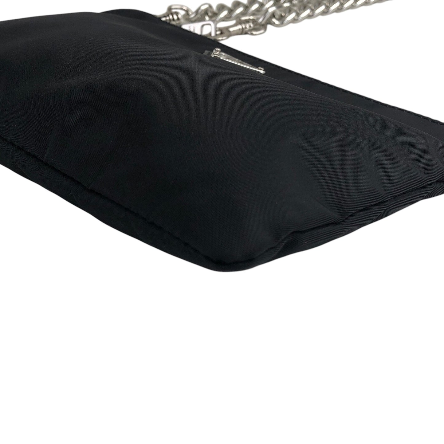 PRADA Triangle Logo Chain Small Handbag Pouch Black Vintage vhizxb
