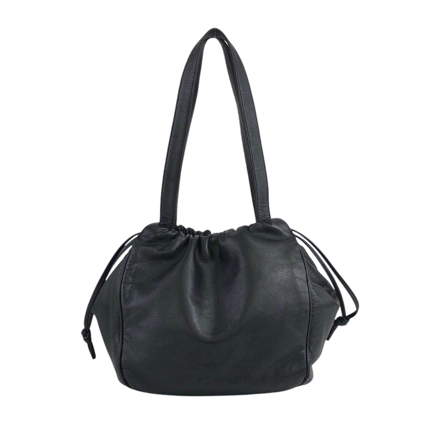 LOEWE Anagram Drawstring Handbag Black Vintage nggky5