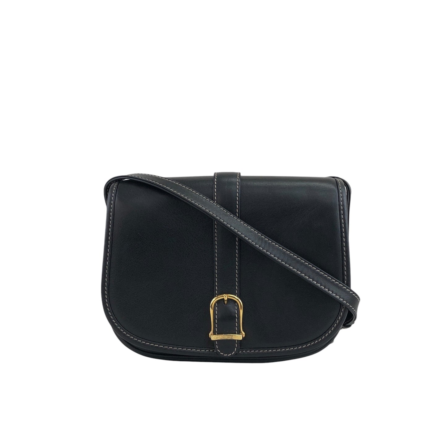 CELINE Belt Buckle Stitch Shoulder bag Black Vintage 8d2v6y