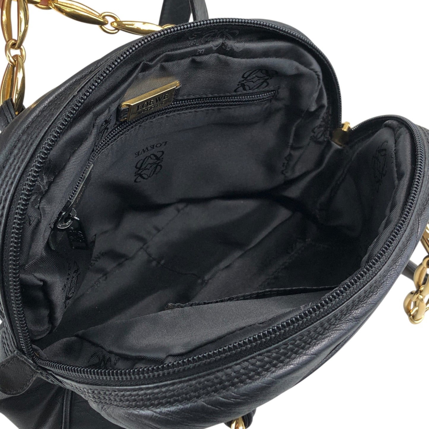LOEWE Anagram Chain Handbag Shoulder bag Black Vintage nkgx4b