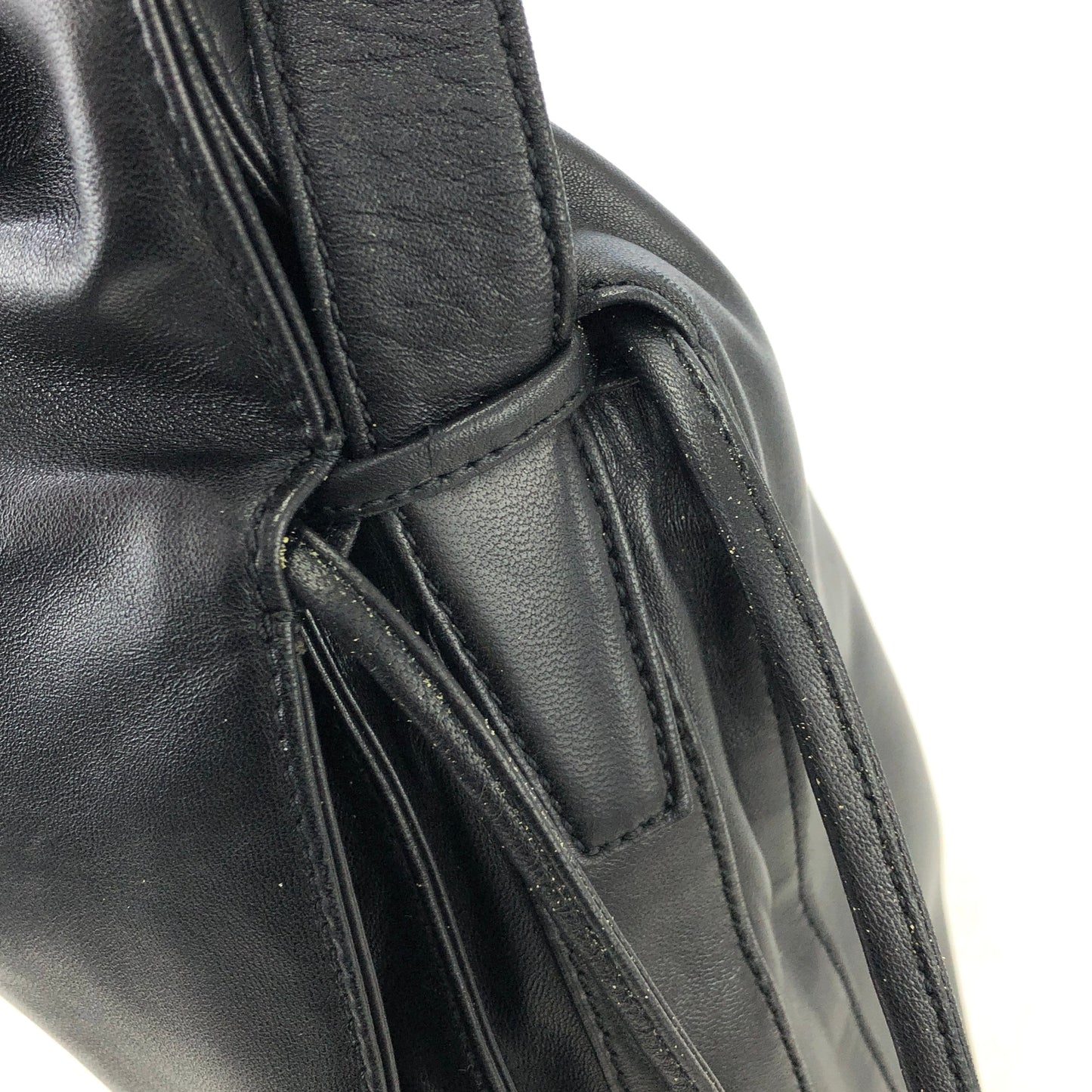 LOEWE Anagram Logo Leather Drawstring Crossbody Shoulder bag Black Vintage x8dwz4
