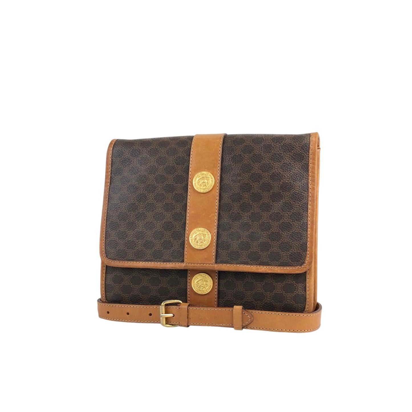 CELINE Macadam Medal Motif 肩背包 棕色 復古 tab6bn