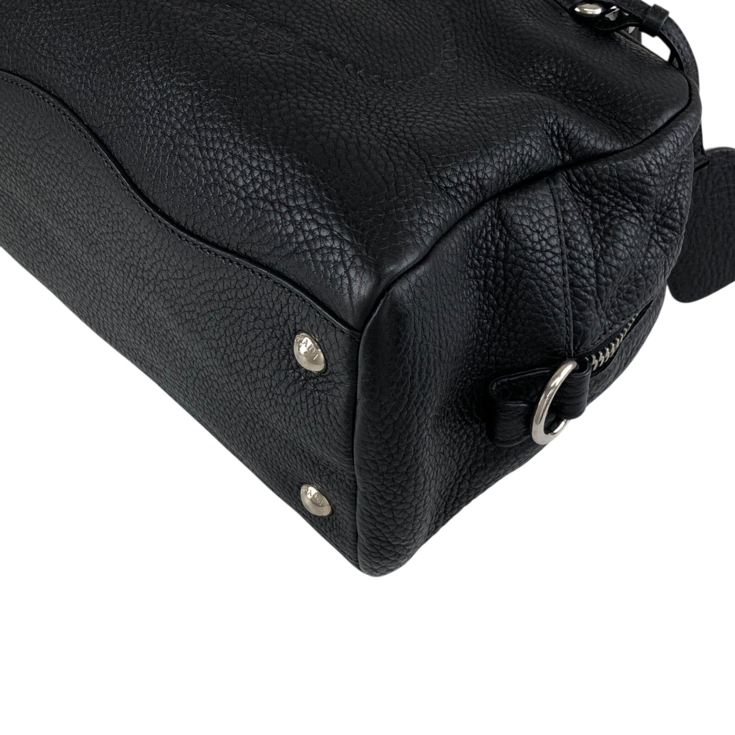 PRADA Logo Embossed Small Boston bag Handbag Black Vintage maefbu