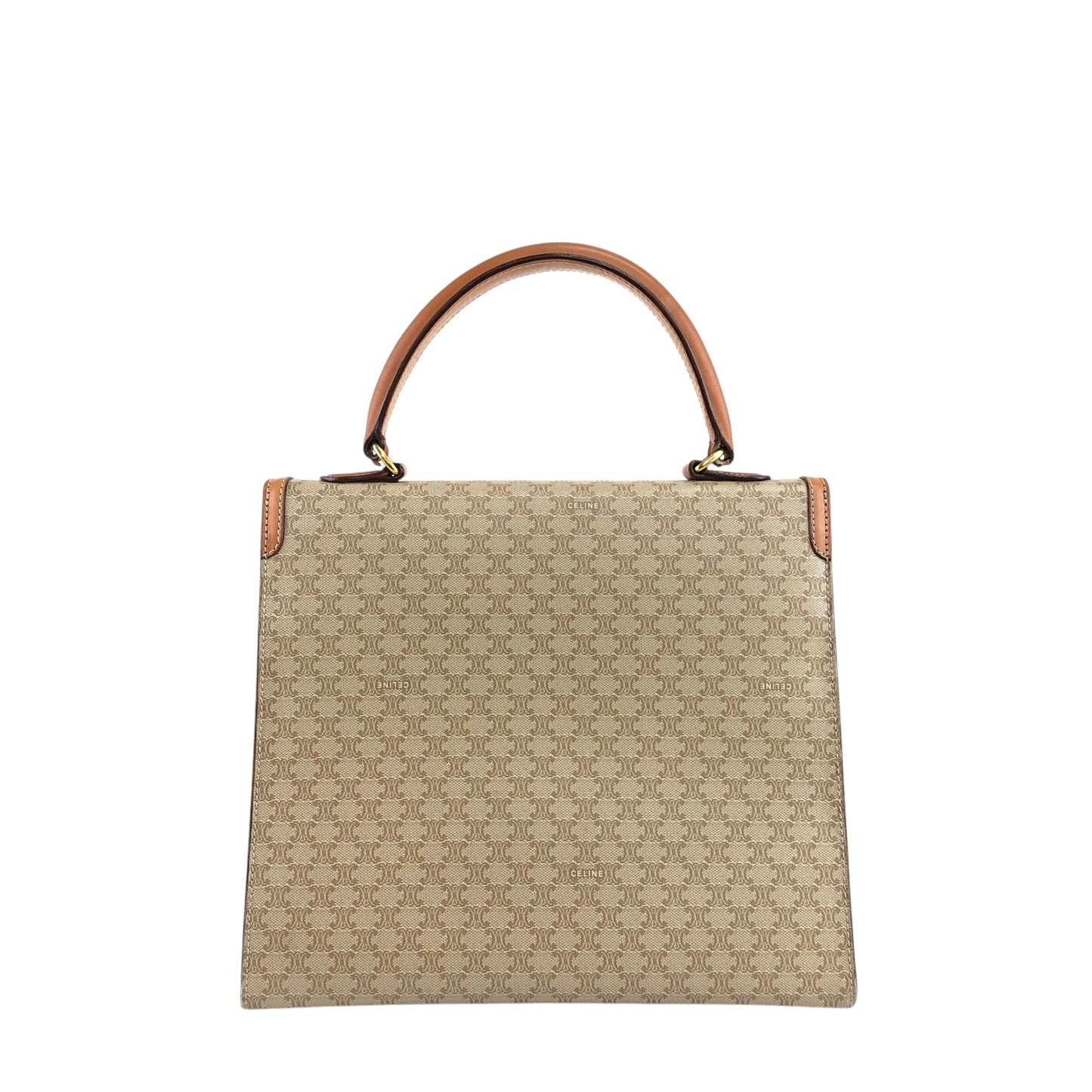 CELINE Macadam Gancini Top Handle Handbag Beige Vintage 7t3nty