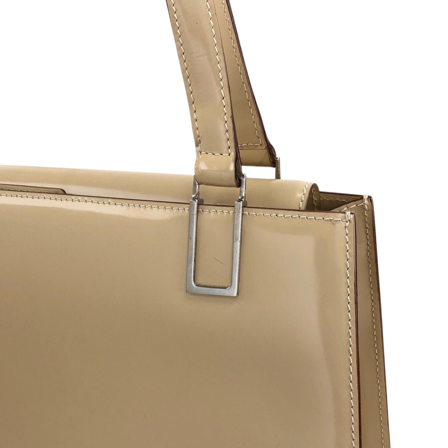 CELINE Logo Two-way Handbag Shoulder bag Beige Vintage nb66wk