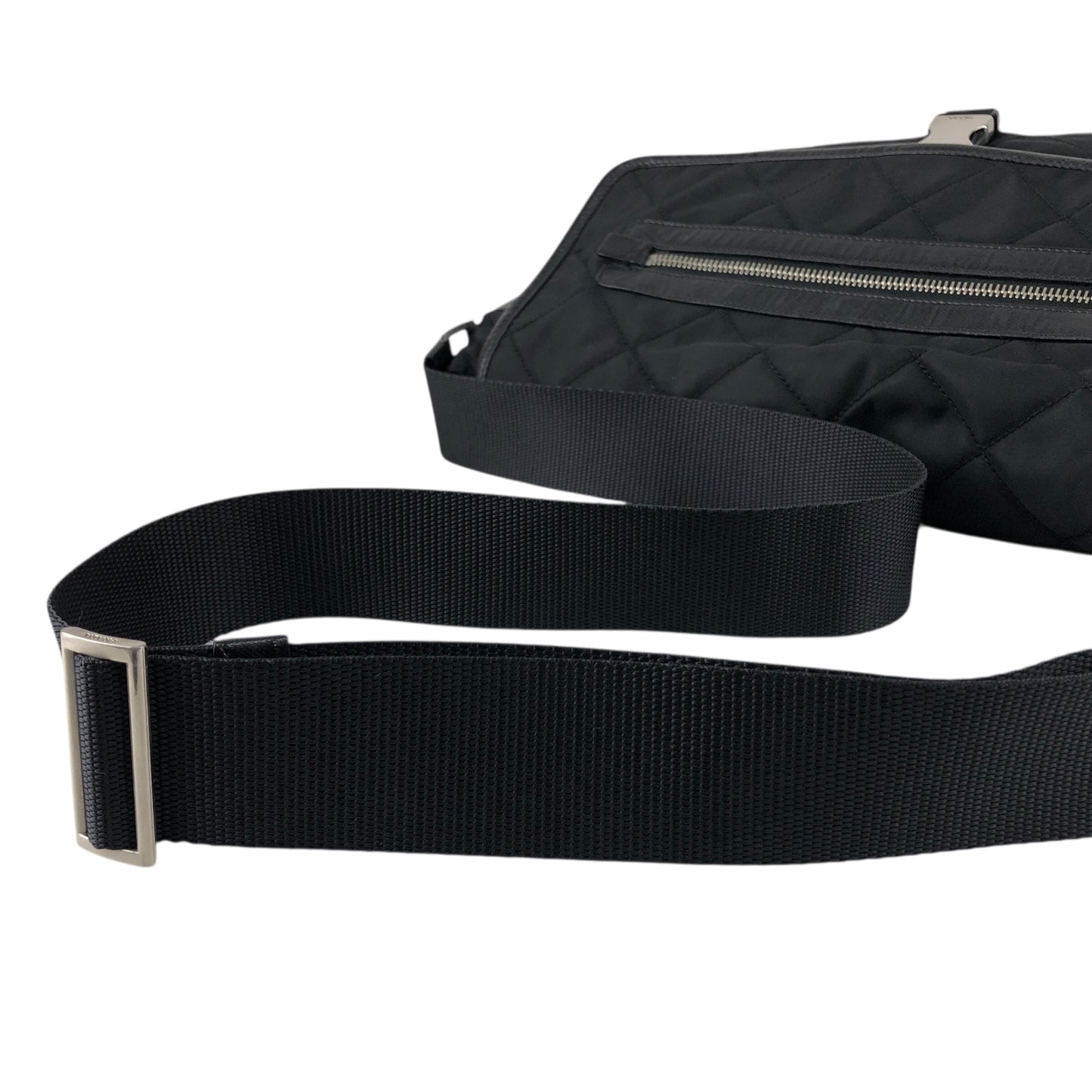 PRADA Tessuto Triangle Logo Shoulder bag Black Vintage g5c3is