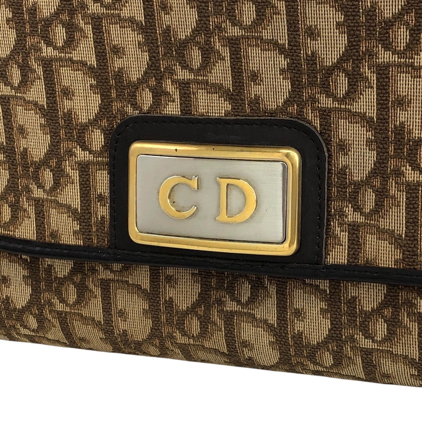 Christian Dior Trotter CD Logo 鏈條單肩包 棕色 復古 ctc6u5