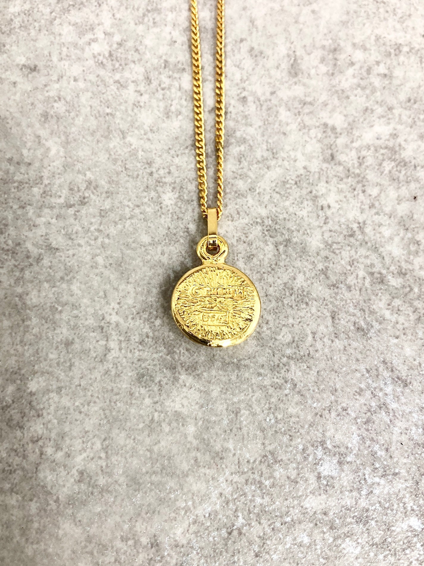 CHANEL Coco Mark Stone Necklace Gold Vintage zy3zit