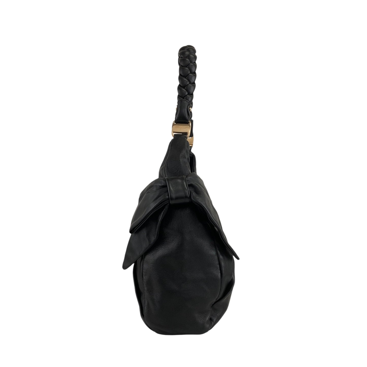 Salvatore Ferragamo Vala Ribbon Shoulder bag Black Vintage r8f2um