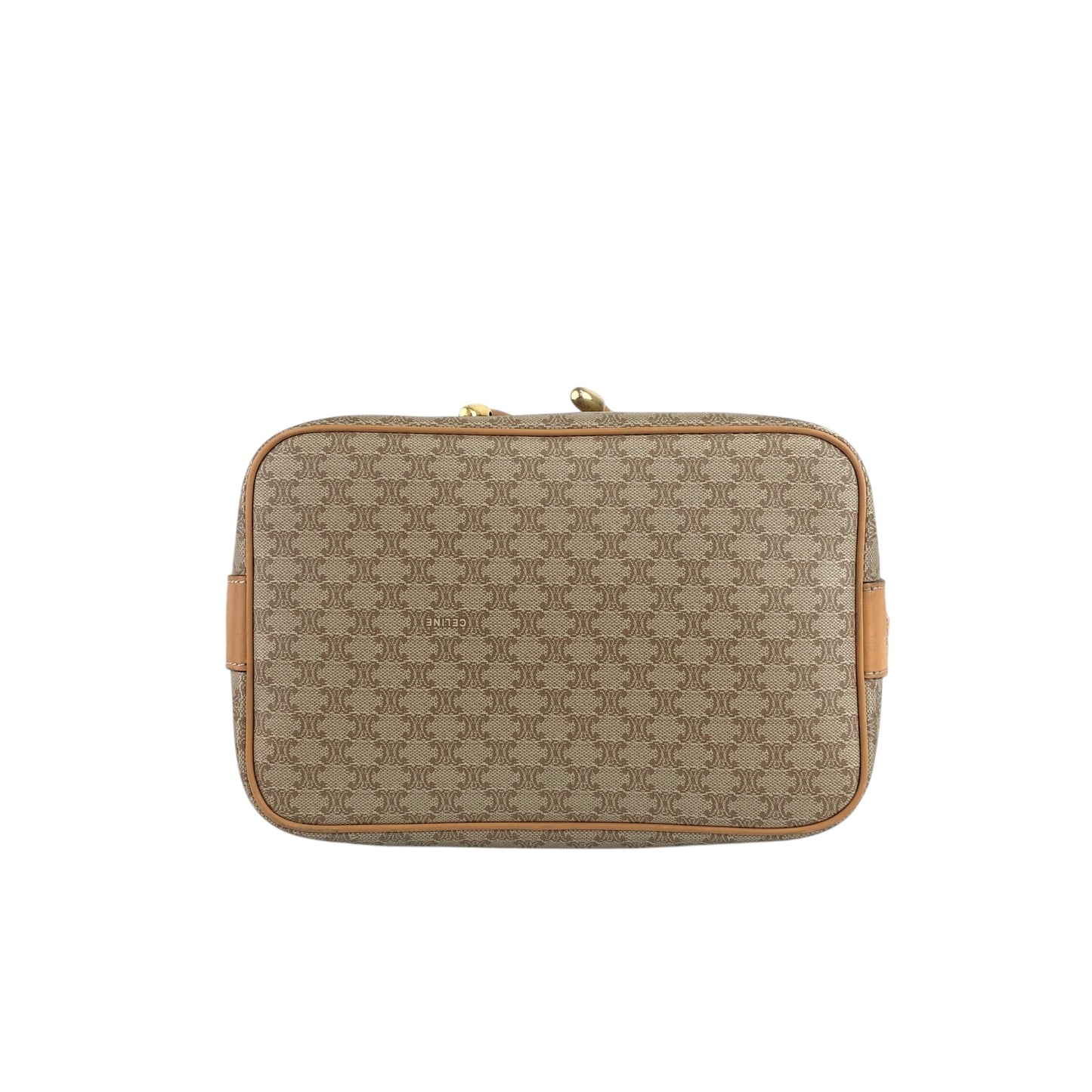 CELINE Macadam Two-way Drawstring Handbag Shoulder bag Beige Vintage jtr86n