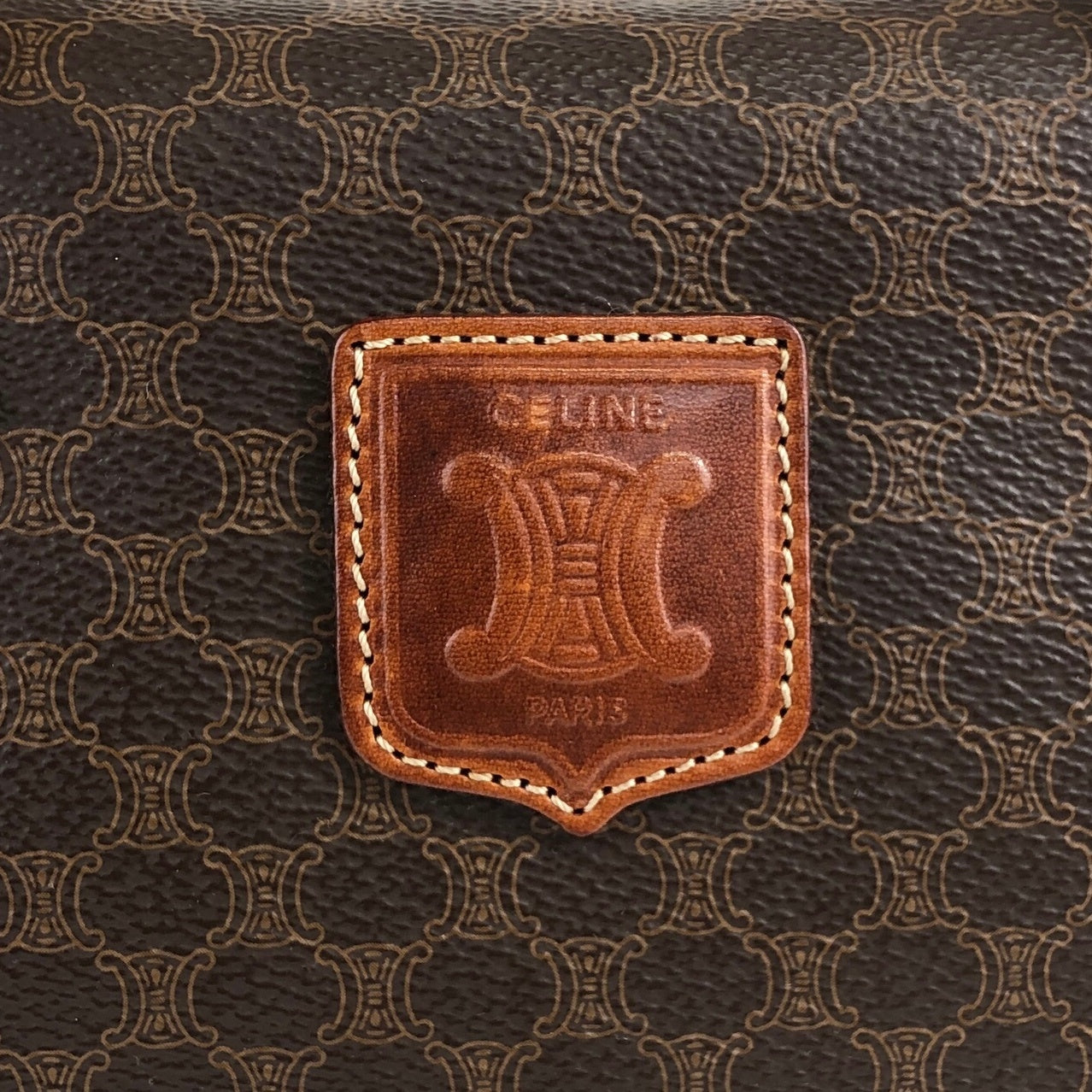 CELINE Macadam Blason Handbag Boston bag Brown Vintage xrgcpj