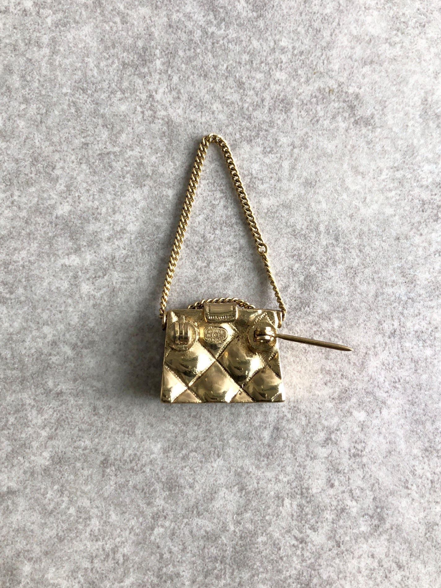 CHANEL Matelasse Coco Mark Brooch Gold Vintage stizpw