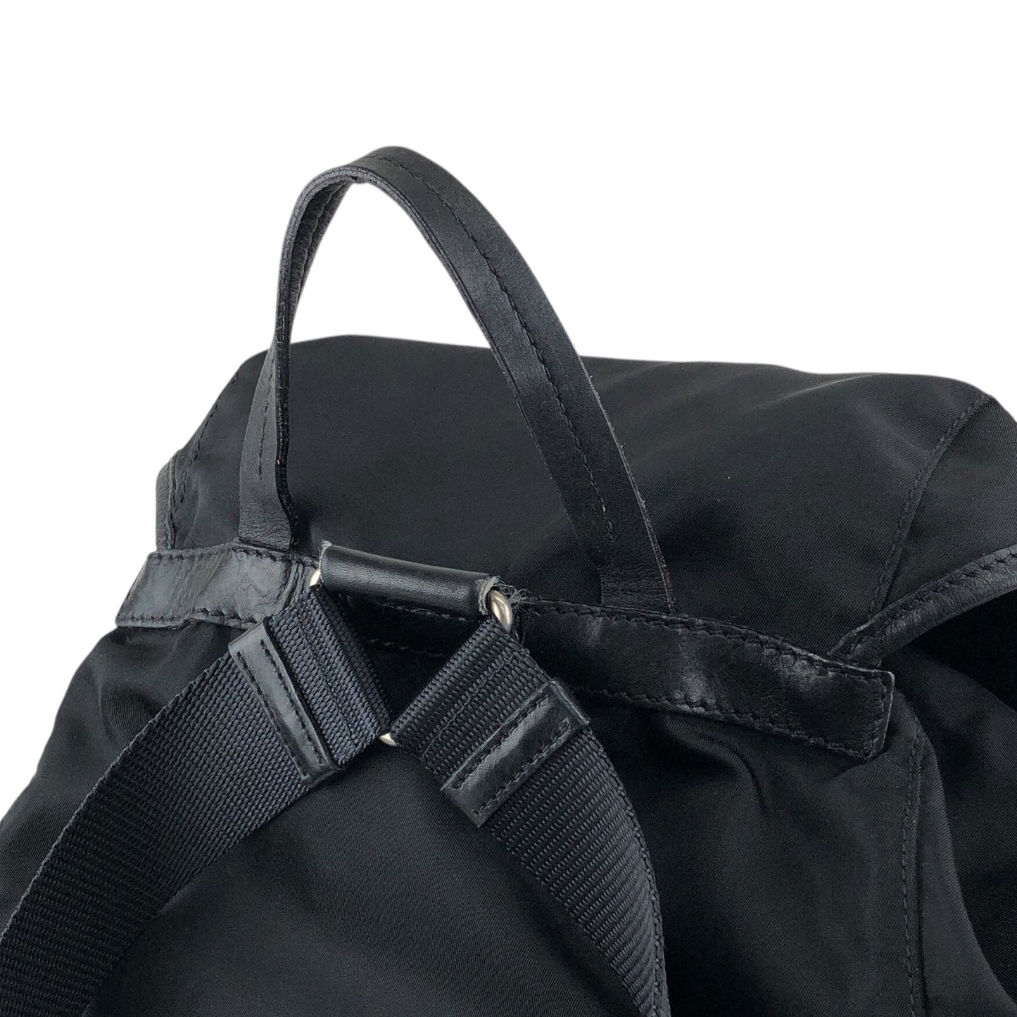 PRADA Tessuto Triangle Logo Backpack Black Vintage rj533h