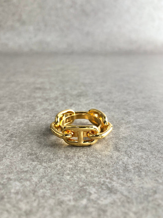 HERMES Chaine d'ancre Scarf Ring Gold Vintage 7eujzp