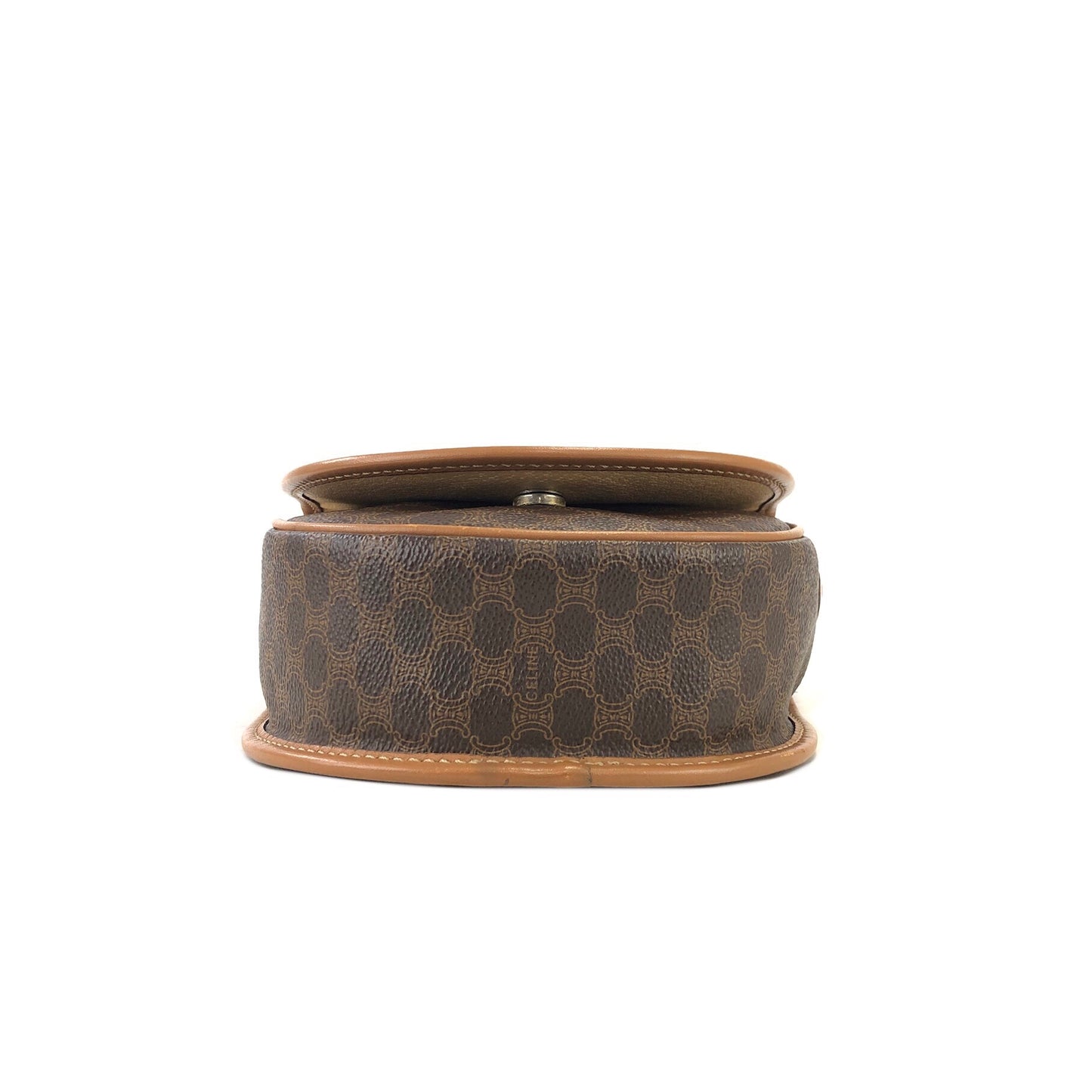 CELINE Macadam Blason Logo Round Macadam PVC Leather Small Shoulder bag Brown Vintage uvtx7g