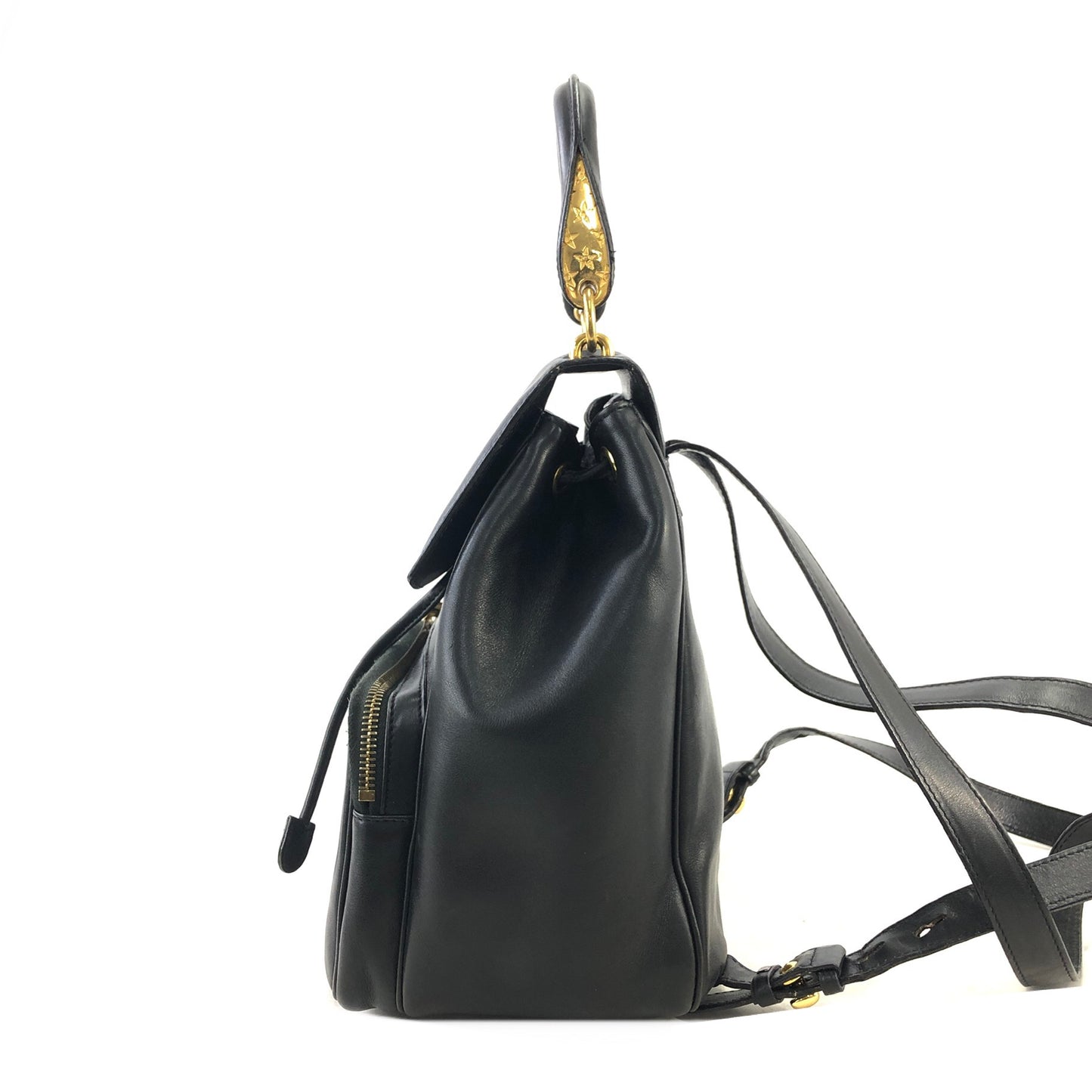 CELINE Starball Logo Leather Backpack Black Vintage jn25uf