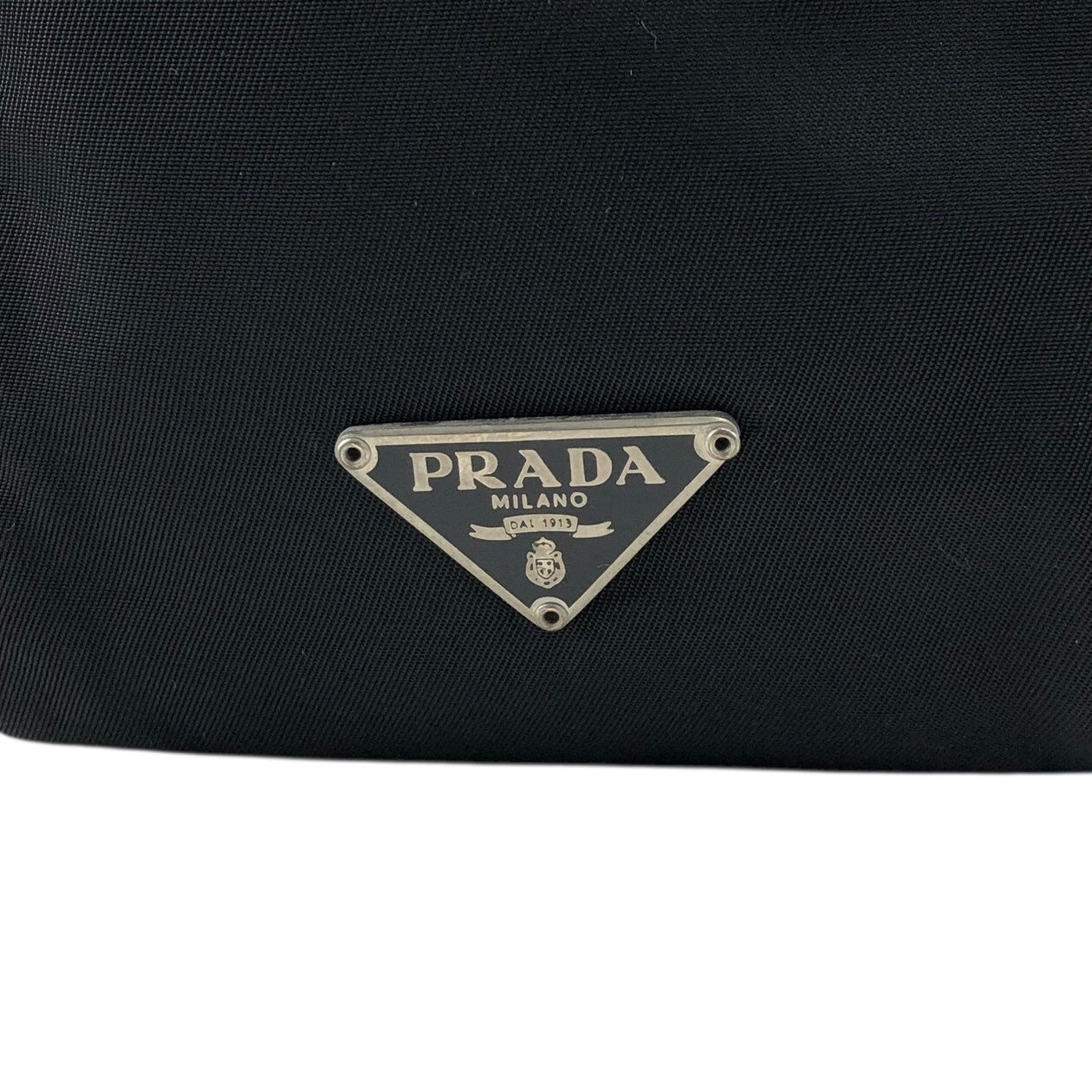 PRADA Tessuto Triangle Logo Front Buckle Small Shoulder bag Black Vintage efbuwg