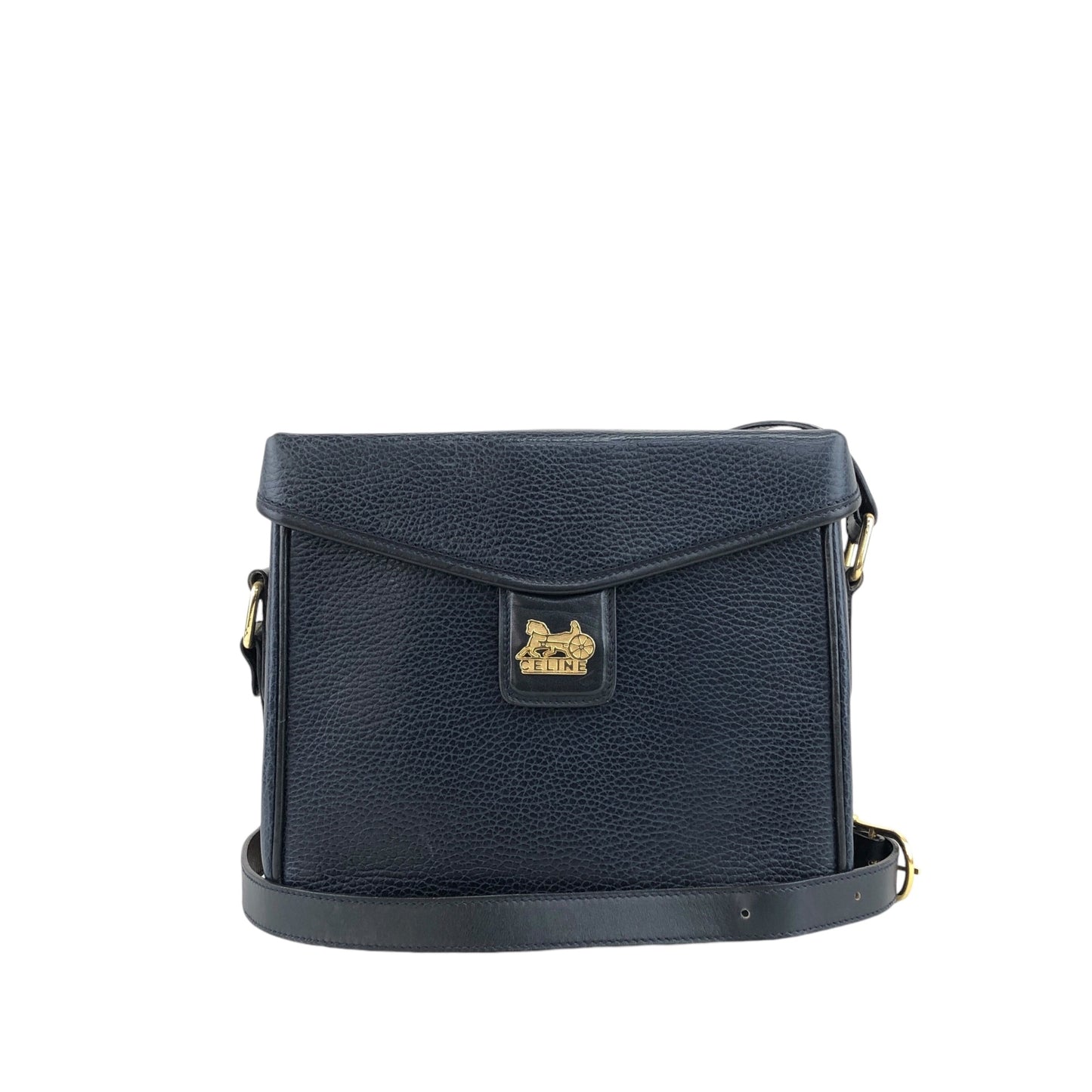 CELINE Horse Carriage Shoulder bag Navy Vintage ahfkd8