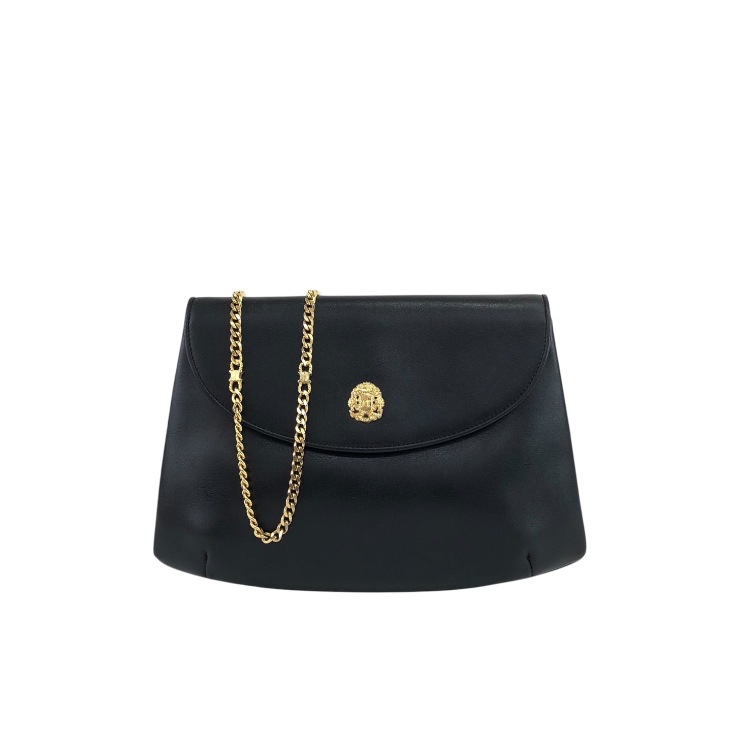 CELINE Blason Emblem Motif Chain Shoulder bag Black Vintage hp4pbe