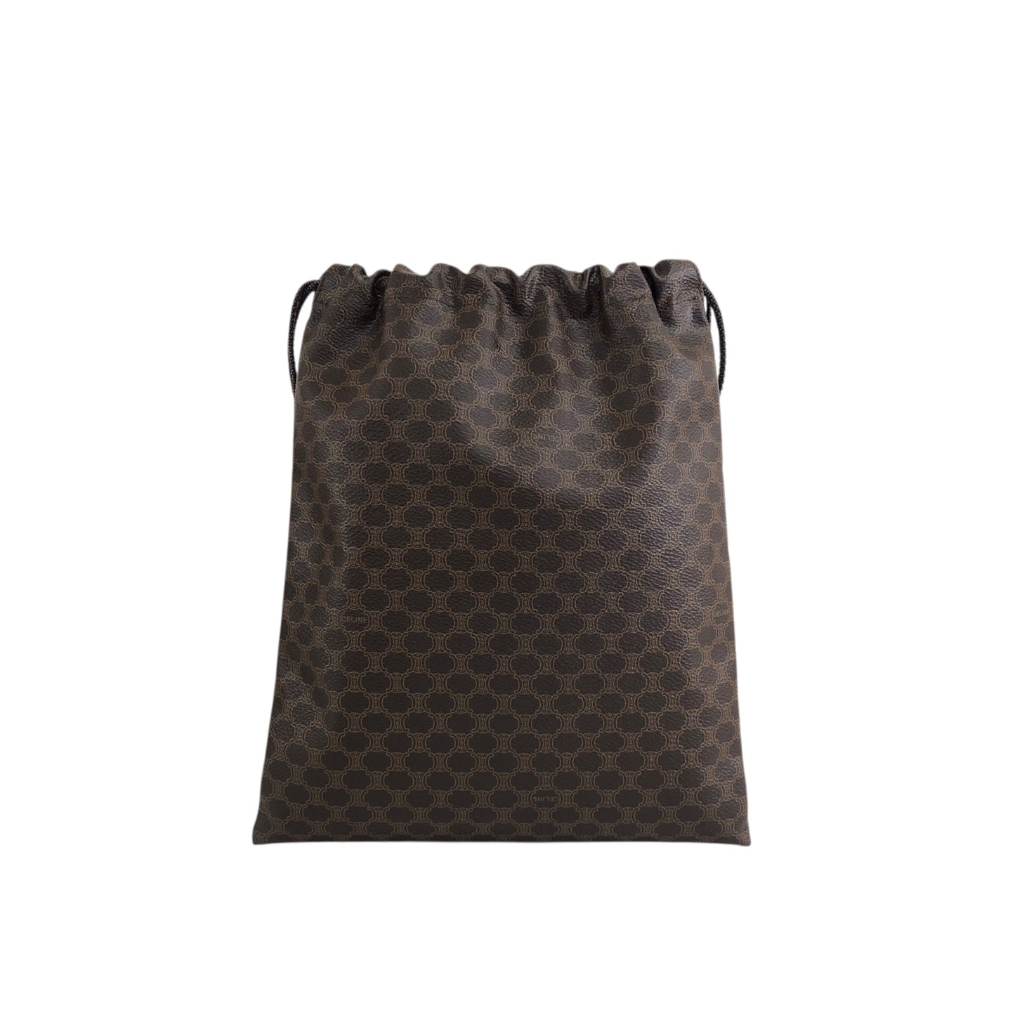 CELINE Macadam Blason Drawstring Small Handbag Pouch Brown Vintage 6ve7d6