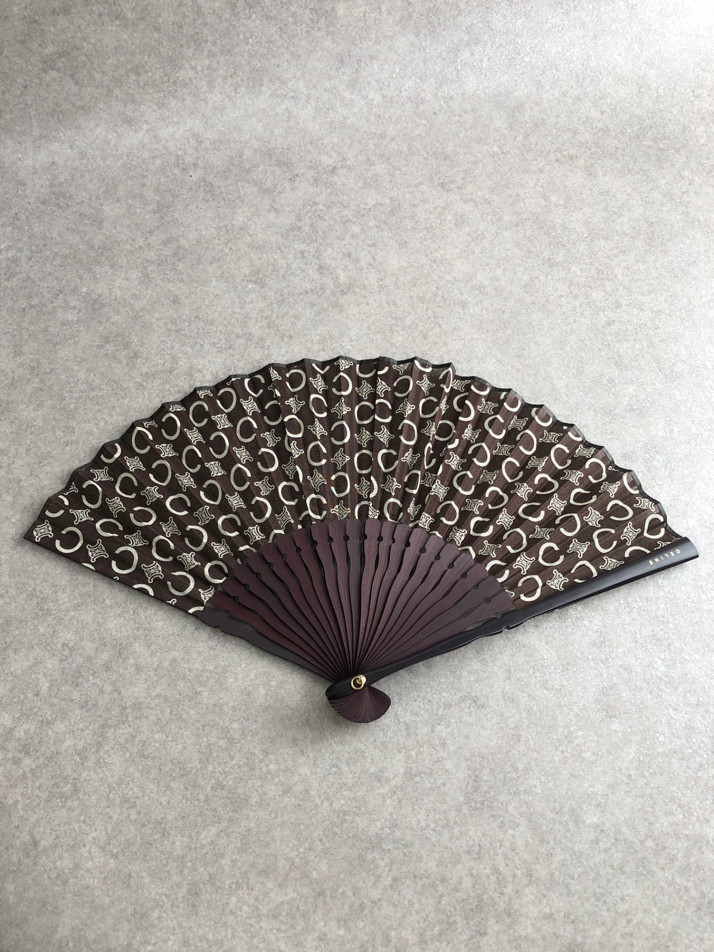 CELINE Hand fan Brown Vintage 2arjak