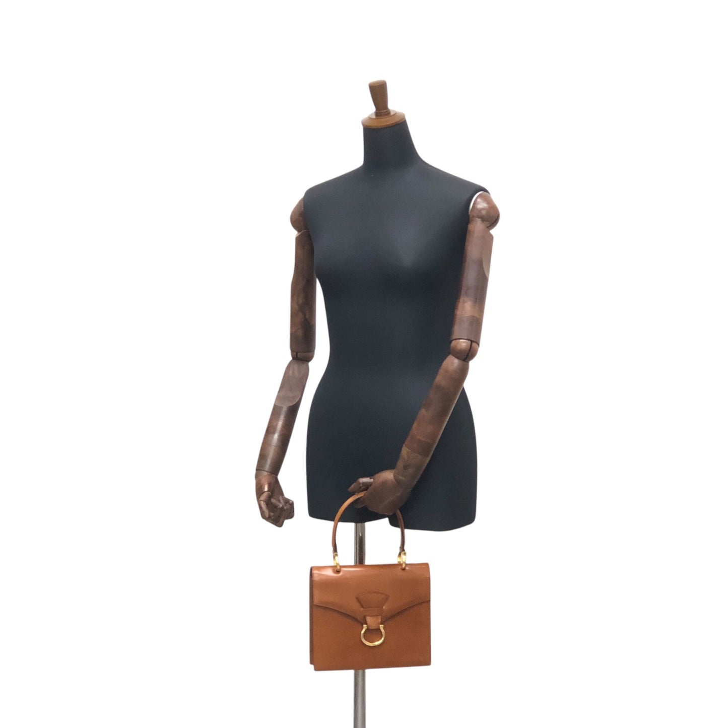 CELINE Horse Bit Handbag Brown Vintage w8t6ny