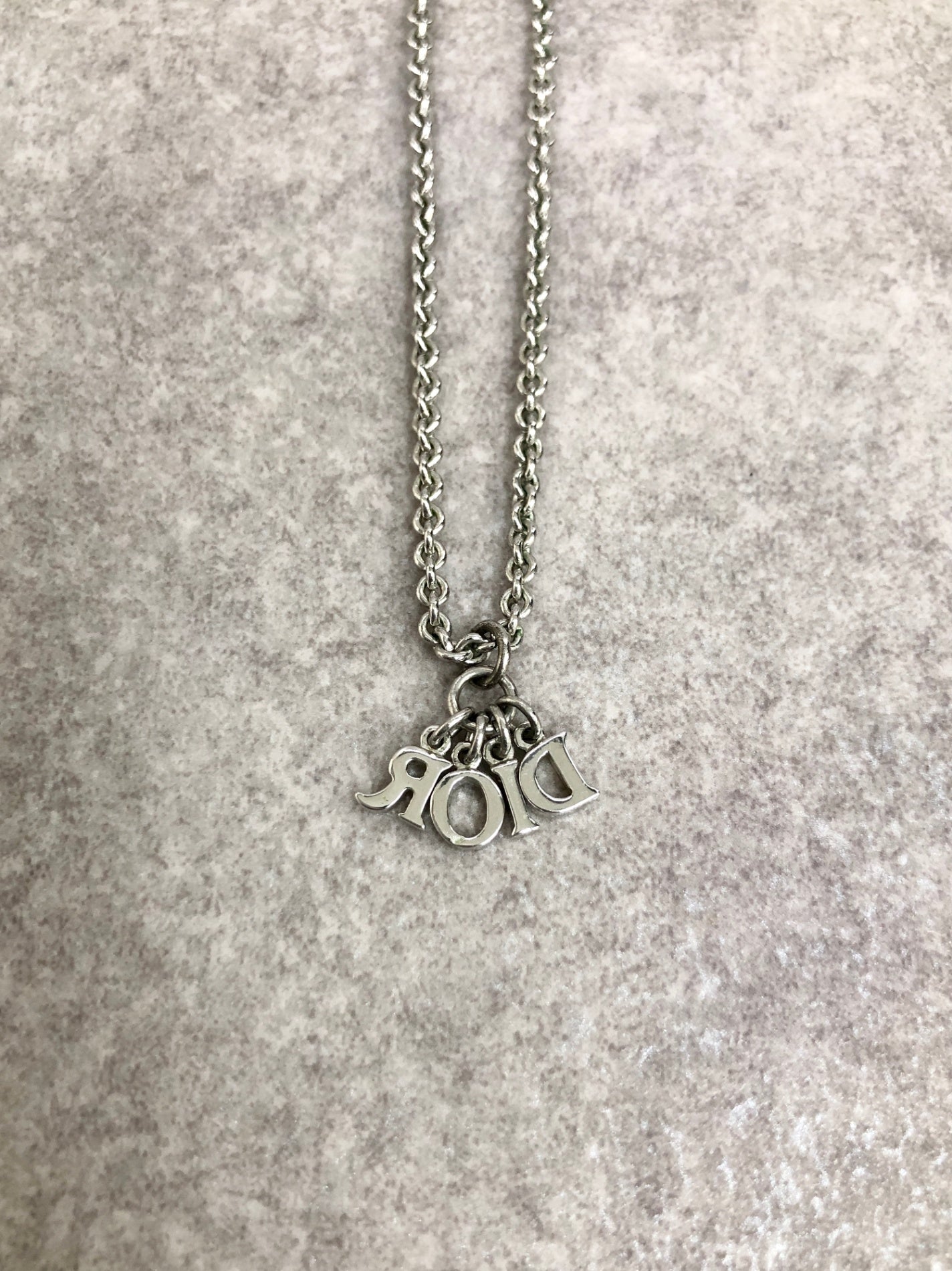 Christian Dior CD Logo Necklace Silver Vintage ttbxm8