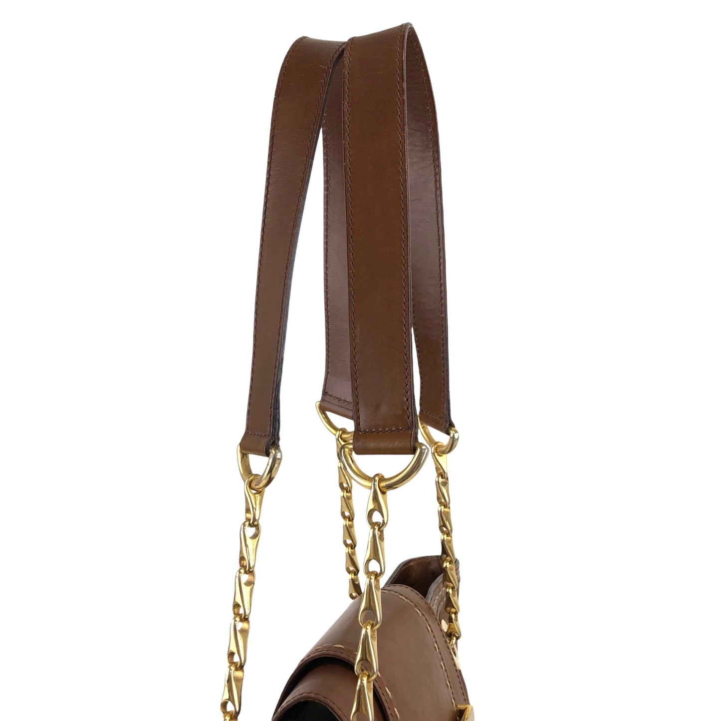 CELINE Logo Handbag Shoulder bag Brown Vintage mc6jsa