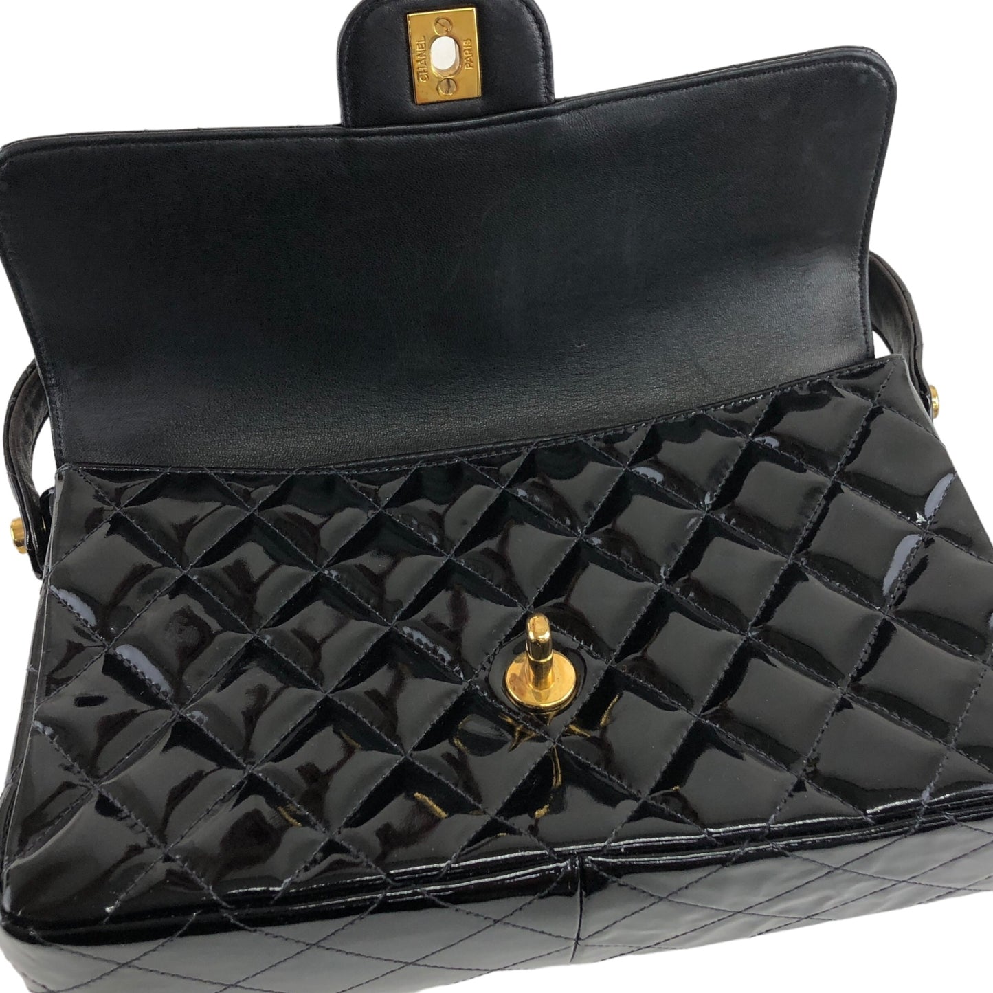 CHANEL Matelasse Coco Mark 手提包黑色復古 kdmcy3