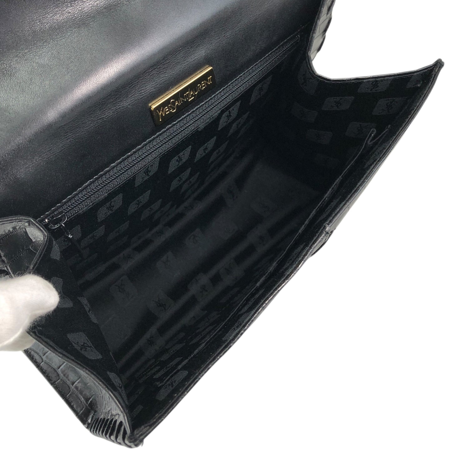 Yves Saint Laurent YSL Charm Handbag Black Vintage dxsc3k
