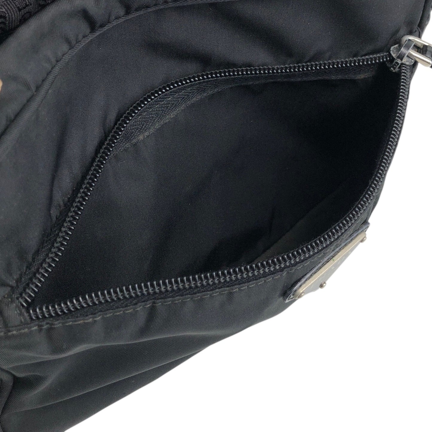 PRADA Tessuto Triangle Logo Shoulder bag Black Vintage bsftsu