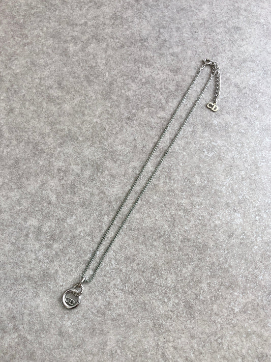 Christian Dior CD Logo Necklace Silver Vintage 8nfiyv