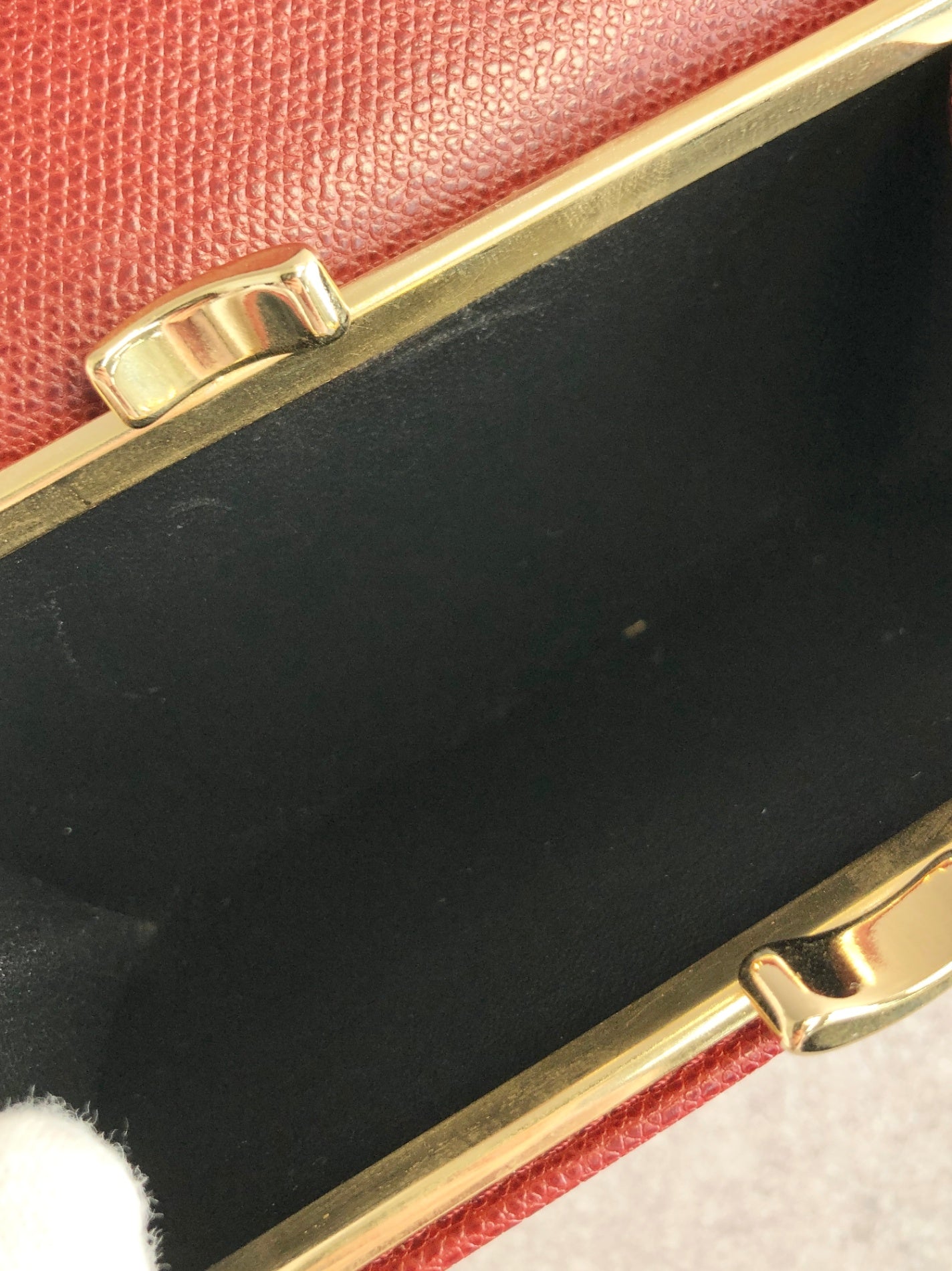 伊夫聖羅蘭 YSL 標誌金屬扣三折錢包 紅色復古 gs33ze