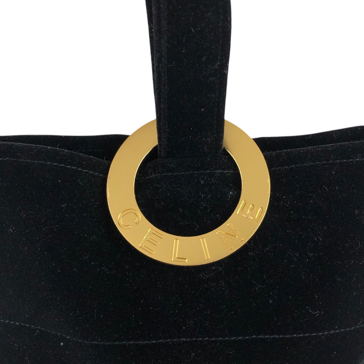 CELINE Circle Logo Handbag Black Vintage 5jdm58