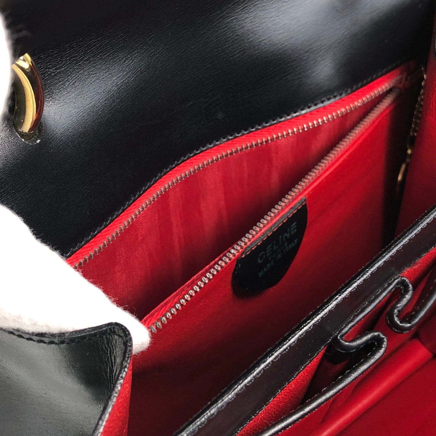 CELINE Horse Bit Top Handle Handbag Black Vintage b2e5yr