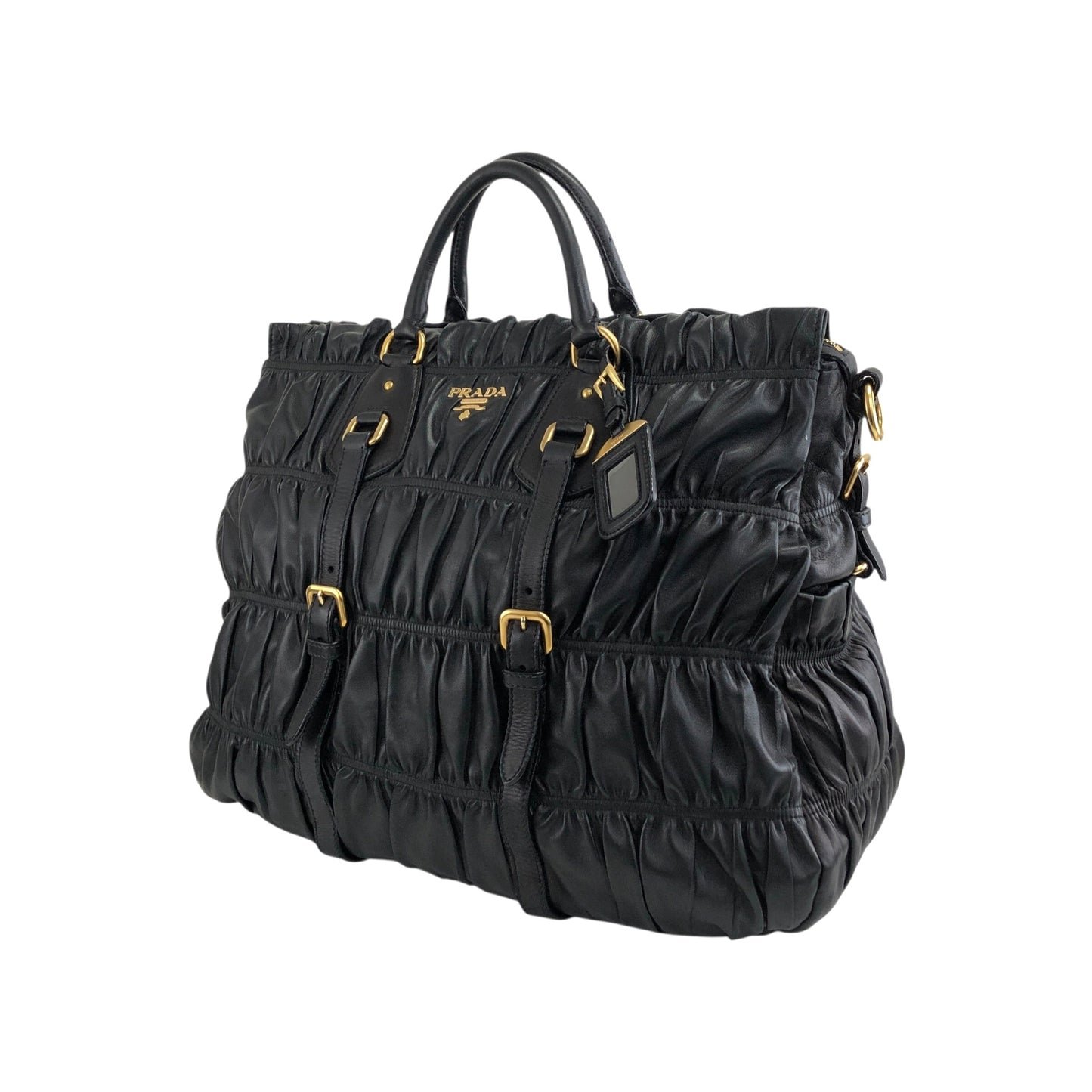 PRADA Logo Two-way Handbag Shoulder bag Black Vintage u8sukf