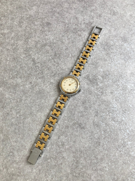 HERMES Watch Silver×Gold Vintage ccywcb