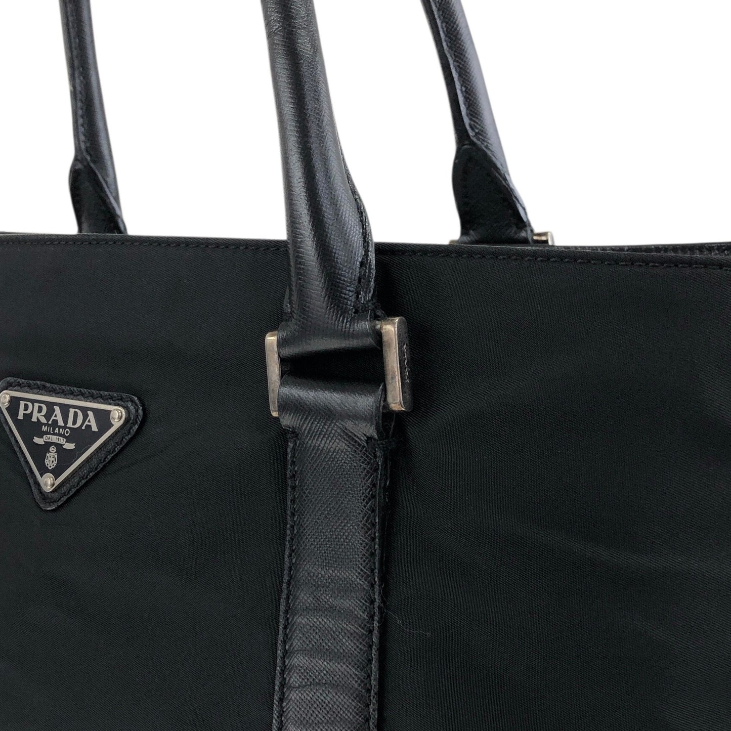 PRADA Triangle Logo Totebag Black Vintage syxbuh