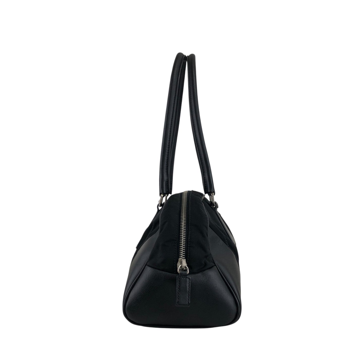 PRADA Triangle Logo Handbag Small Boston bag Black Vintage dhv4zr