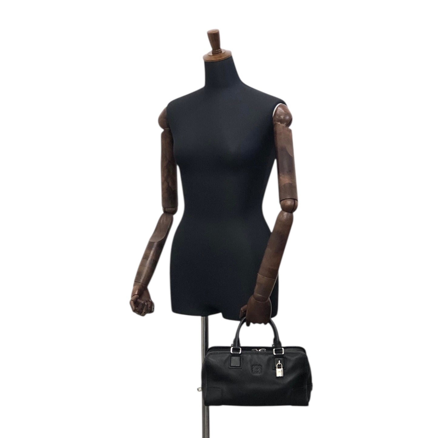 LOEWE Amazona28 Padlock Small Boston bag Handbag Black Vintage vbp8aw