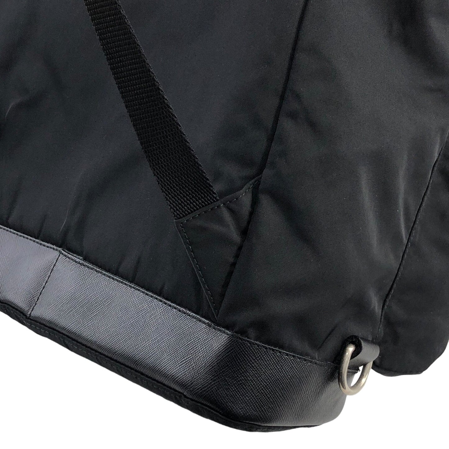 PRADA Triangle Logo Double Pocket Backpack Black Vintage avewmk