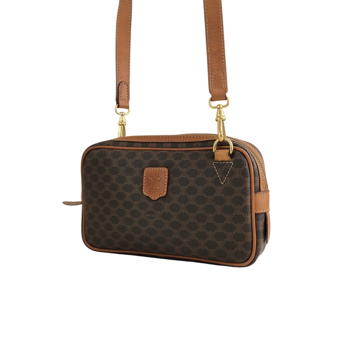 CELINE Macadam Blason Shoulder bag Brown Vintage f2gsiu