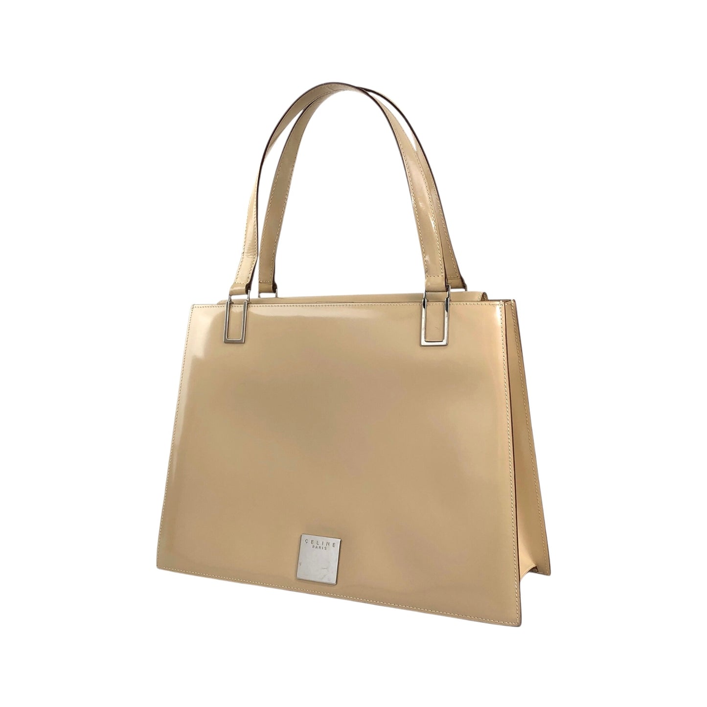 CELINE Logo Two-way Handbag Shoulder bag Beige Vintage nb66wk