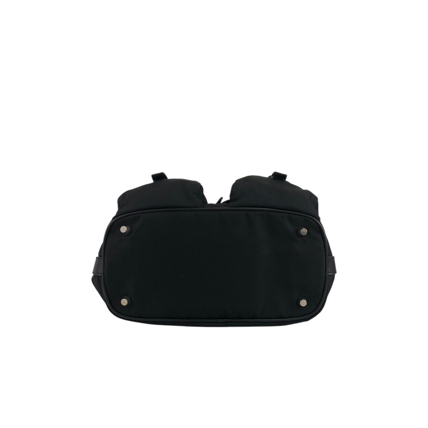 PRADA Triangle Logo Front Buckle Shoulder bag Black Vintage fkfvej