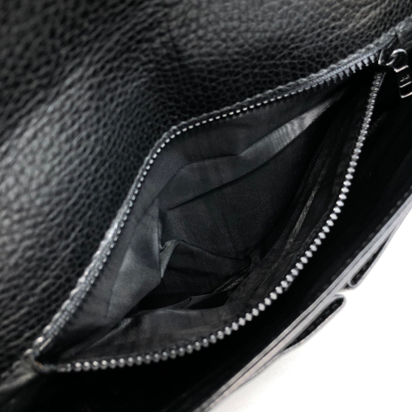 CELINE Logo Embossed Shoulder bag Black Vintage 66np7h