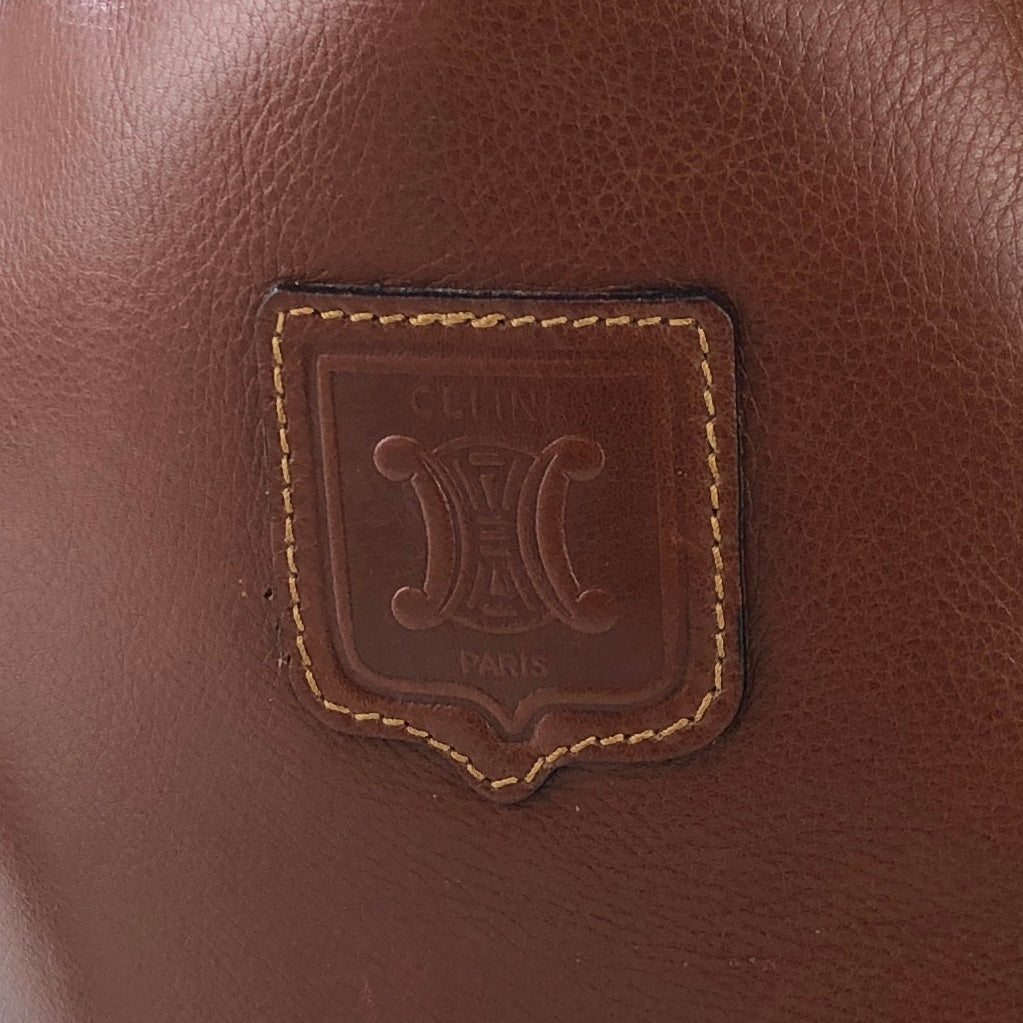 CELINE Blason Leather Drawstring Shoulder bag Brown Vintage 2hgzv7